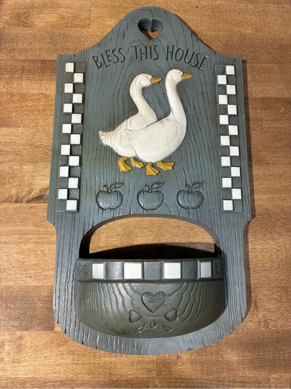 Vintage 1988 Burwood Bless This House Geese Wall Pocket Planter #2889A USA